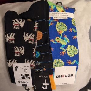 Topman Men's Crew Socks in Black, Blue & Green